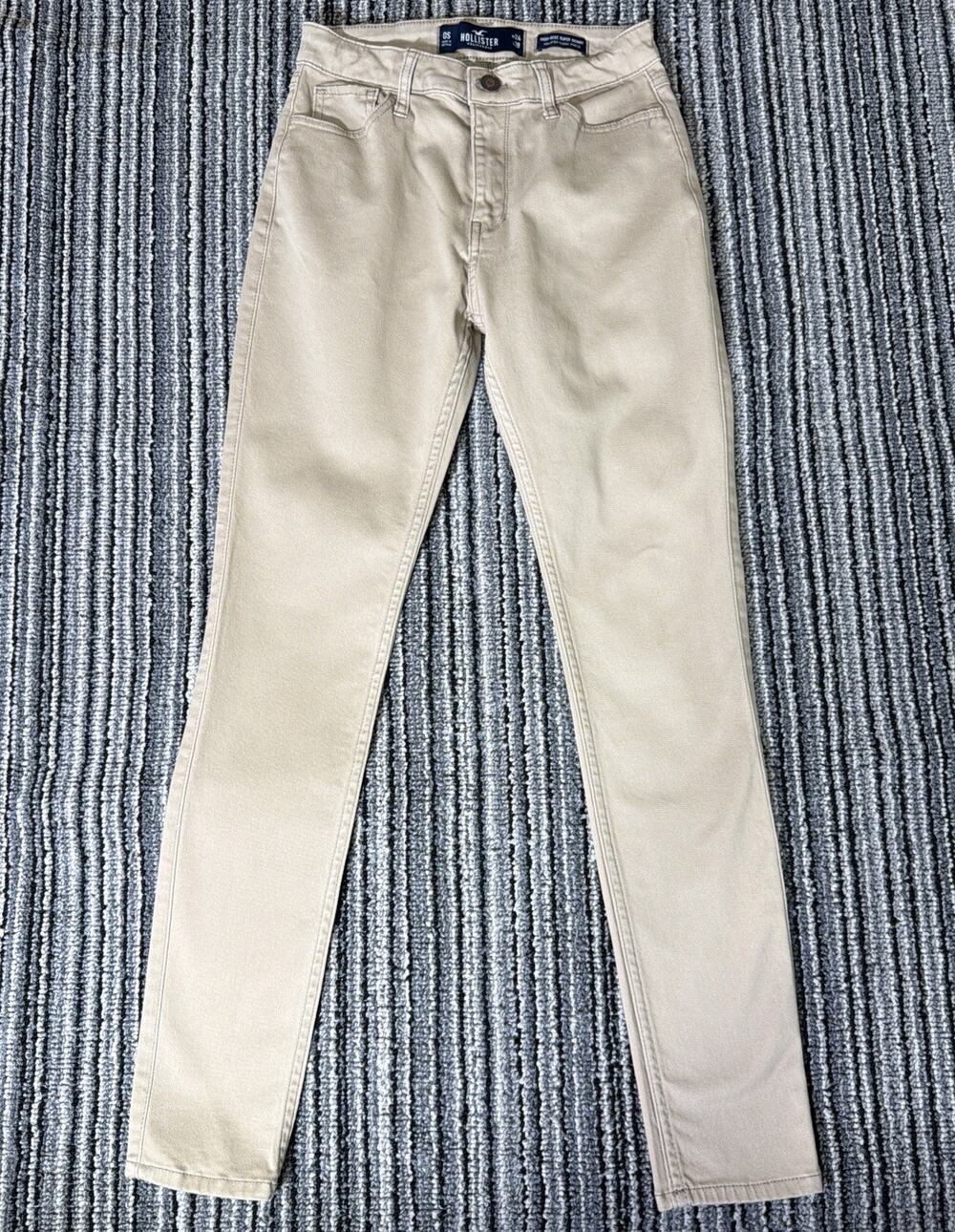 Hollister 24x28 High Rise Super Skinny Stretch Khaki Brown Tan Pants Jeans NWOT